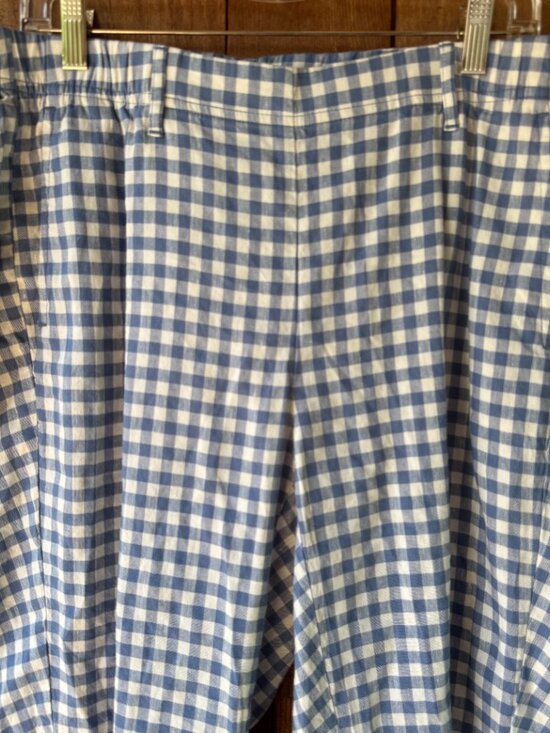 EUC J. Jill Blue and White Linen Blend Gingham Crop Pants in Women's XL Petite - Picture 5 of 16